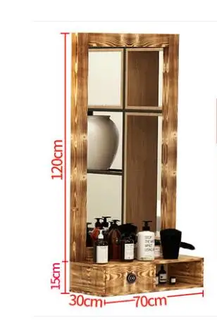 Парикмахерское зеркало, туалетный столик из цельного дерева в стиле ретро, односторонний недорогой сарай, настенный подвесной