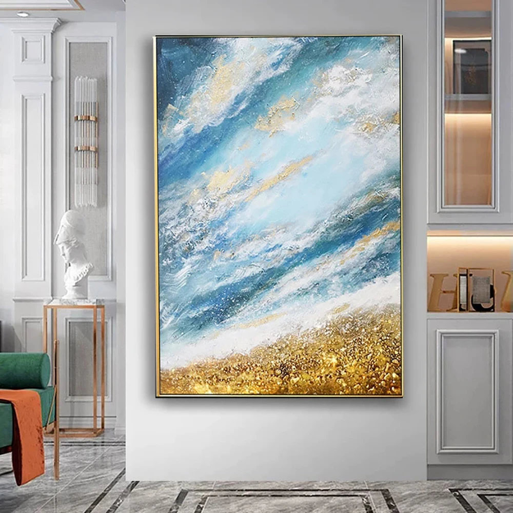 Hand Painted Abstract Art Painting Home Decor Picture Sky Canvas