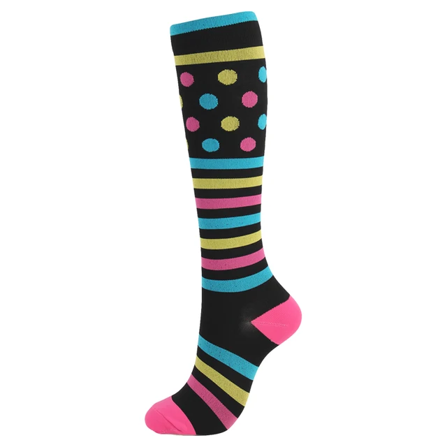 Moda Mulaya Compression Stockings Men/Women Correcting Leg Muscle Pressure and Soothing Rainbow Kiss Music Tall Tube Funny gym Dots