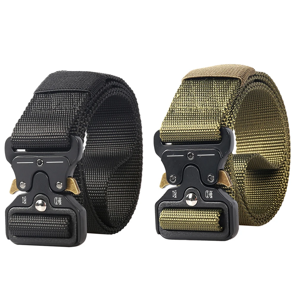 

Men Tactical Belt Wed Metal Buckle Adjustable Quick Release Nylon Green for Outdoor Work Everyday Carry