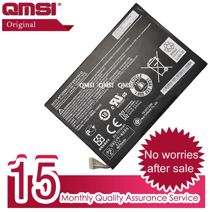 QMSI 3 7 V 27WH 7300 мА/ч оригинал AP12D8K Батарея подходит для ACER Iconia Tab A3-A10 A3-A11 W510 W510P планшет