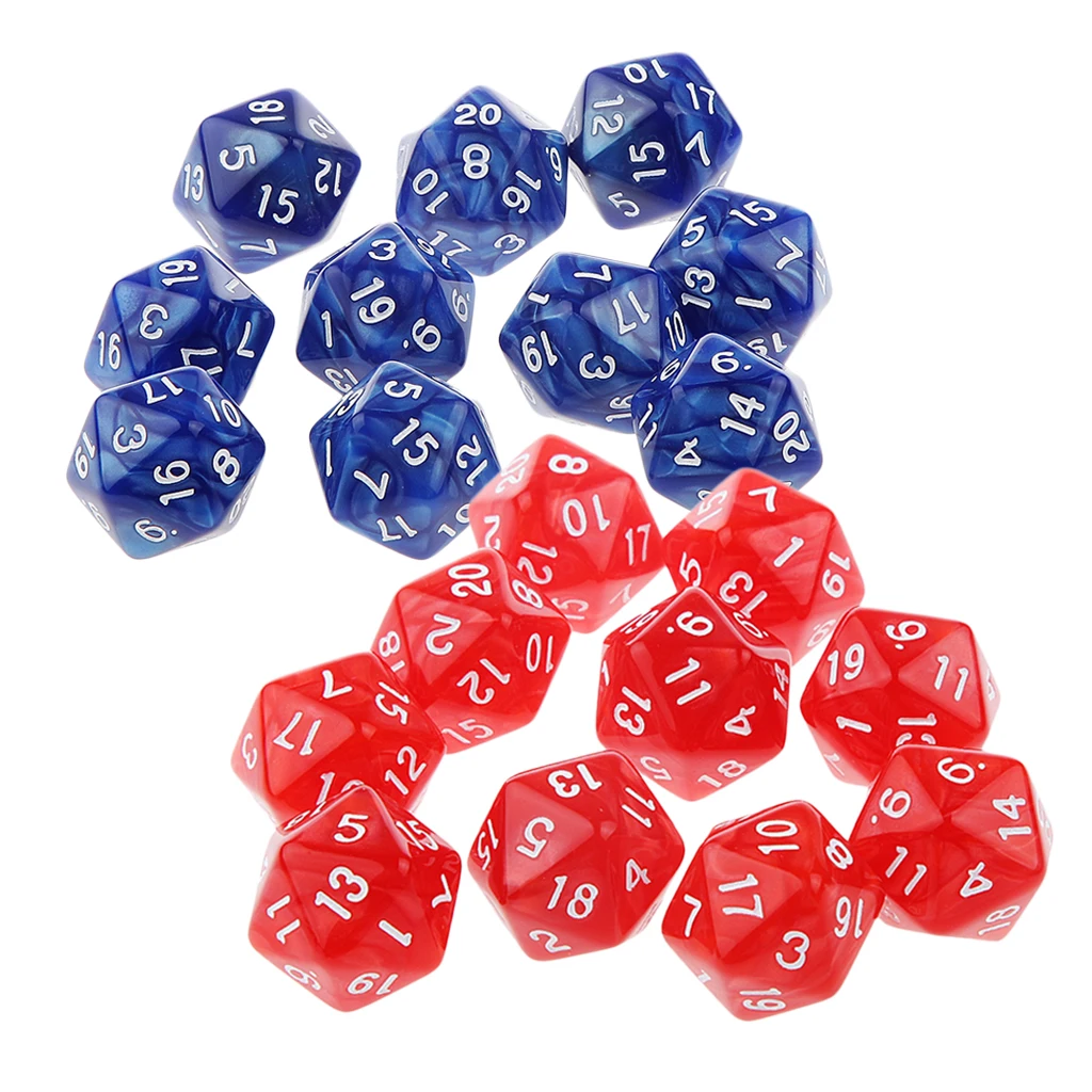 20 штук, 20-сторонние игральные кости D20 для игры в D&D, вечерние ролевые игры