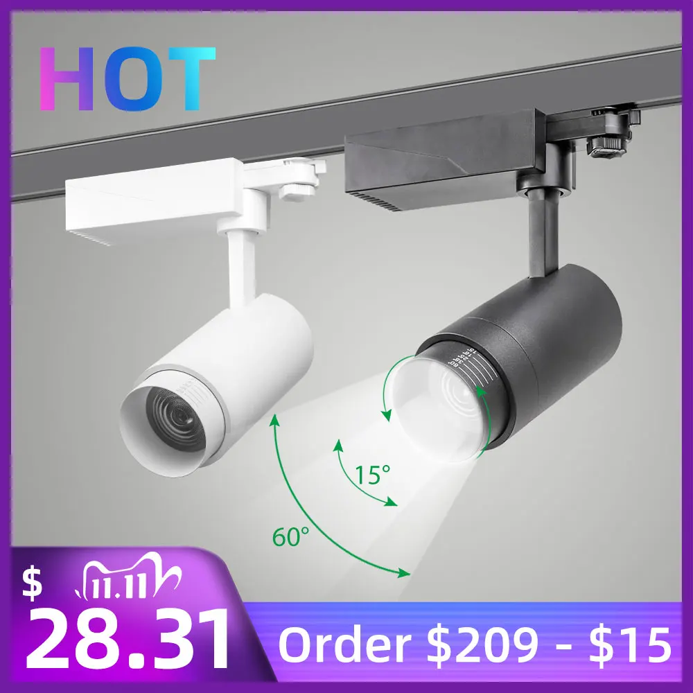 

2.4G RF Wireless Control System LED Track Light CCT Dimmable Rail Lights Brightness Zoomable 20W Clothing Store Lighting