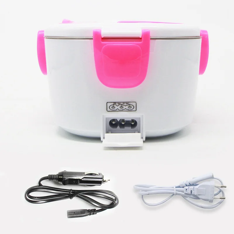 pink lunch box Ahtoski 12 В 220 В портативный Электрический Подогрев из нержавеющей стали Ланч-бокс для детей пищевые контейнеры подогреватель пищи с отделениями - Цвет: pink lunch box