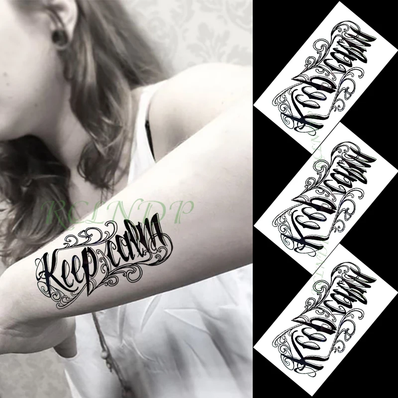 Водостойкая временная татуировка наклейка "keep calm" английские буквы слова для мужчин татуировки наклейки флэш-тату поддельные татуировки