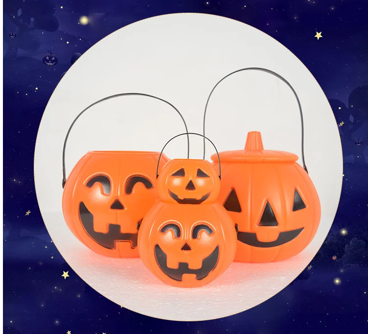 Halloween children's Day pumpkin bucket portable lantern toy luminous kindergarten decorative props candy can | Дом и сад