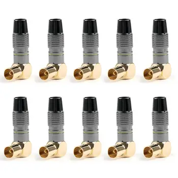 

Areyourshop 10pcs Wholesale Gold-Plated Copper P556 Solder Male Plug RF 90 Degrees Connector For TV Cable Wire