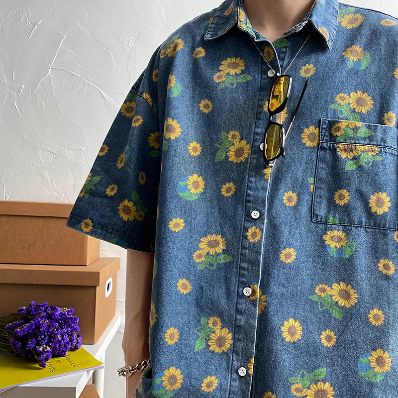 Shirt New 2021 Summer Denim Printed 