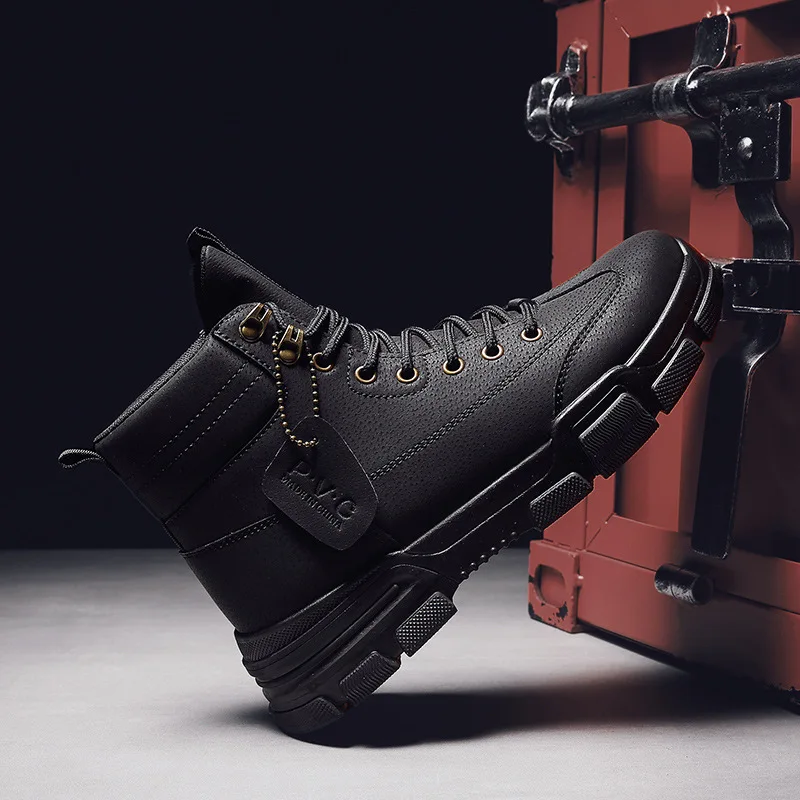 Men Boots Breathable Leather Mesh High Top Casual Boots Desert Work Shoes Mens SWAT Ankle Bootsdr5