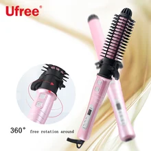 Ufree электрический фен для волос, расческа с отрицательными ионами, Расческа с горячим воздухом, прямые щипцы для завивки волос, 2 в 1, ЖК-дисплей, автоматическая вращающаяся расческа для волос