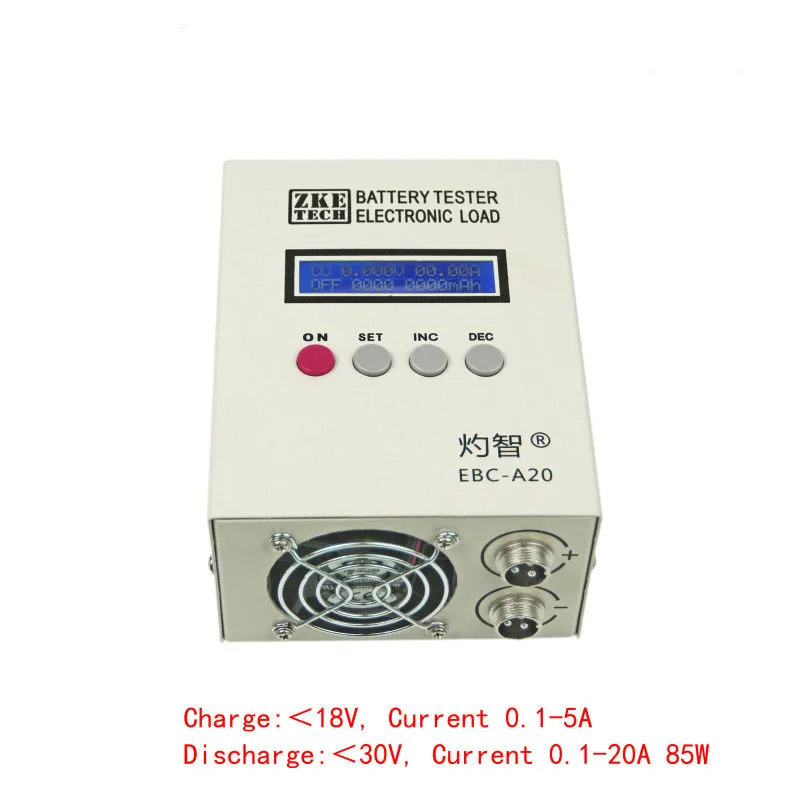 EBC-A20 Battery Tester 30V 85W Lithium/Lead Acid Battery Capacity Tester Electronic Load PC Software Control 5A Recharge
