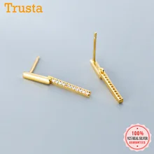 Trusta, настоящее 925 пробы, серебро, сладкая Ослепительная палочка, 2,2 см, CZ, серьги-гвоздики для женщин, девочек, детей, леди, свадебный подарок, DS2195