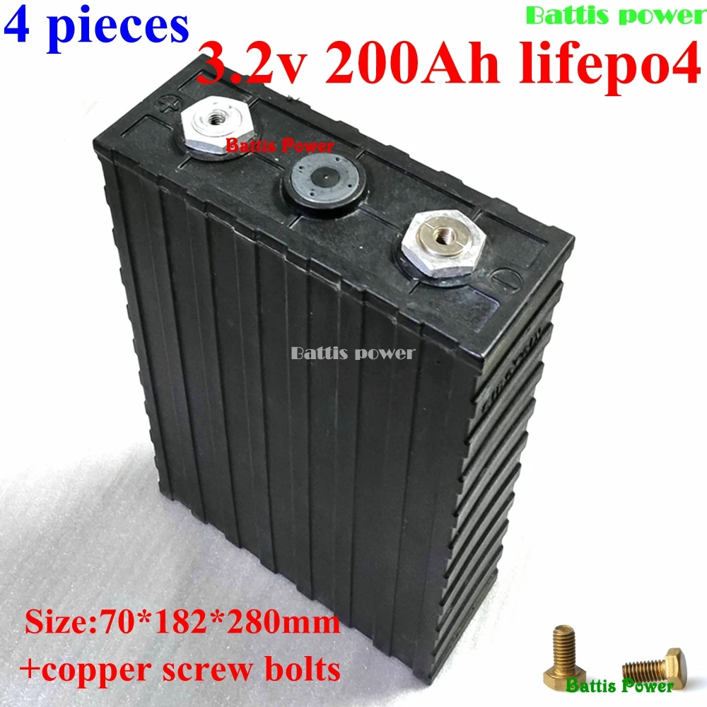 4 шт. Lifepo4 3 2 В 200AH максимальный ток 600A для diy 24 400ah Солнечный Электрический