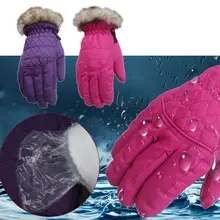 Зимние Детские утепленные лыжные перчатки, Детские водонепроницаемые ветрозащитные перчатки для улицы