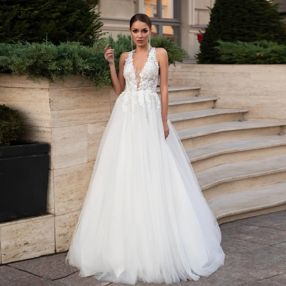 Женское летнее пляжное свадебное платье с лямкой на шее модель 2020 года в богемном