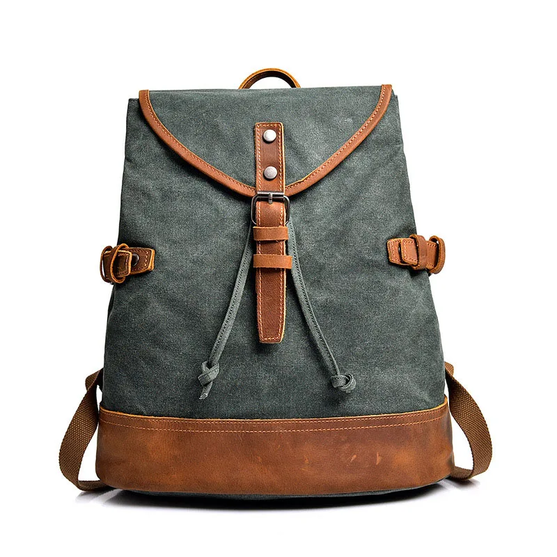 Men's backpack rucksack retro crazy horse leather men's travel canvas bag men's waterproof backpack