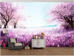 custom mural Photo wallpaper Purple romantic lavender cherry tree landscape decor living room 3d wallpaper for walls in rolls
