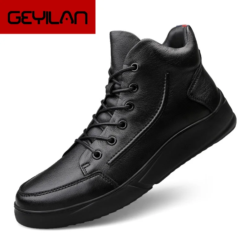 

New Genuine Leather Arrival Suede Leather Men Snow Boots Autumn Winter Warm Plush Men boots Ankle Boots casual Martin boots 45
