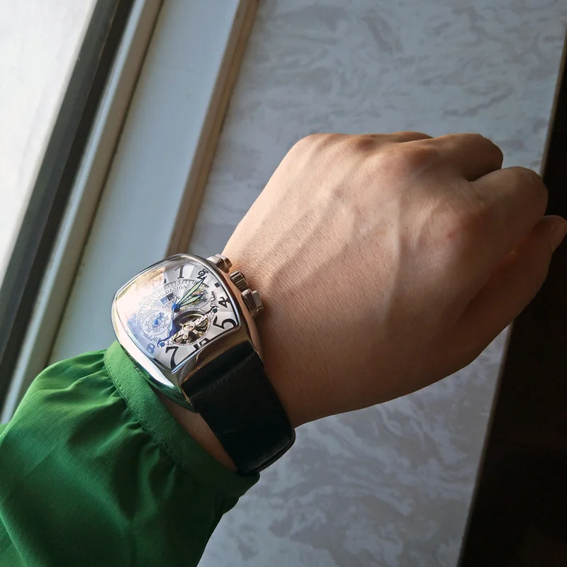 Для мужчин Tourbillon автоматические механические часы водонепроницаемый Квадратный Циферблат Бизнес Мужские наручные часы Relogio Automatico Masculino