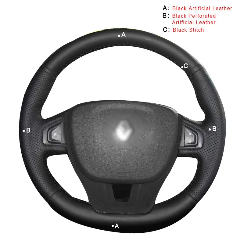 Artificial Leather Авто оплетка на рулевом колесе Крышка для Renault megane 2013 аксессуары для интерьера DIY автомобильные оплетки колеса Чехлы автостайлинг - Название цвета: Artificial Leather