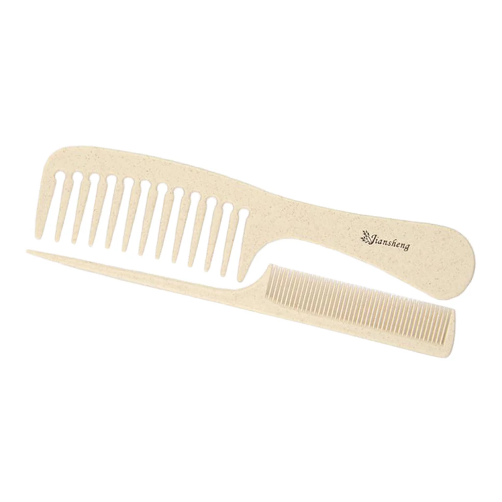 2 Pieces Eco-friendly Wheat Straw Barber Styling Detangling Fine Tooth Combs Set 2 Pieces Eco-friendly Wheat Straw Barber Styling Detangling Fine Tooth Combs Set