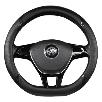 

Carbon fiber car leather steering wheel cover Sew Car For Volkswagen VW Touareg 2011 2012 2013 2014 2015 2016 2017
