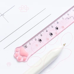 Règles droites en plastique patte de chat mignon Kawaii, fournitures scolaires et de bureau, accessoires pour planificateur, outils de dessin à prix pour étudiant 