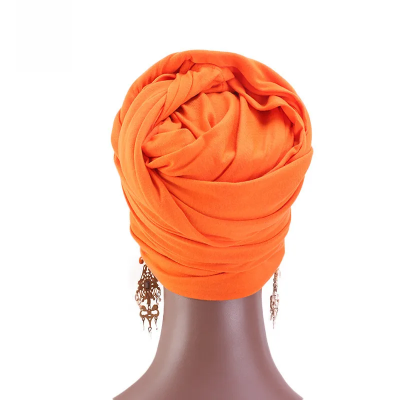 African Turban Long Tail Cap Headtie Women Wrap Head Scarf Hair band Muslim Headscarf Tube Hijab Bandana Hap Headpiece Beanie Africa Clothing