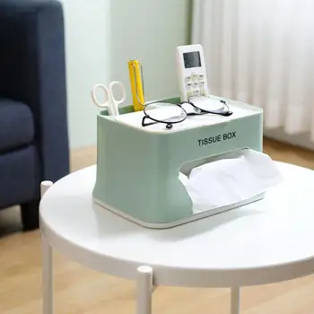 

Plastic Tissue Box Napkin Holder Living Room Coffee Table Remote Control Storage Box Home Desktop Roll Paper Tray
