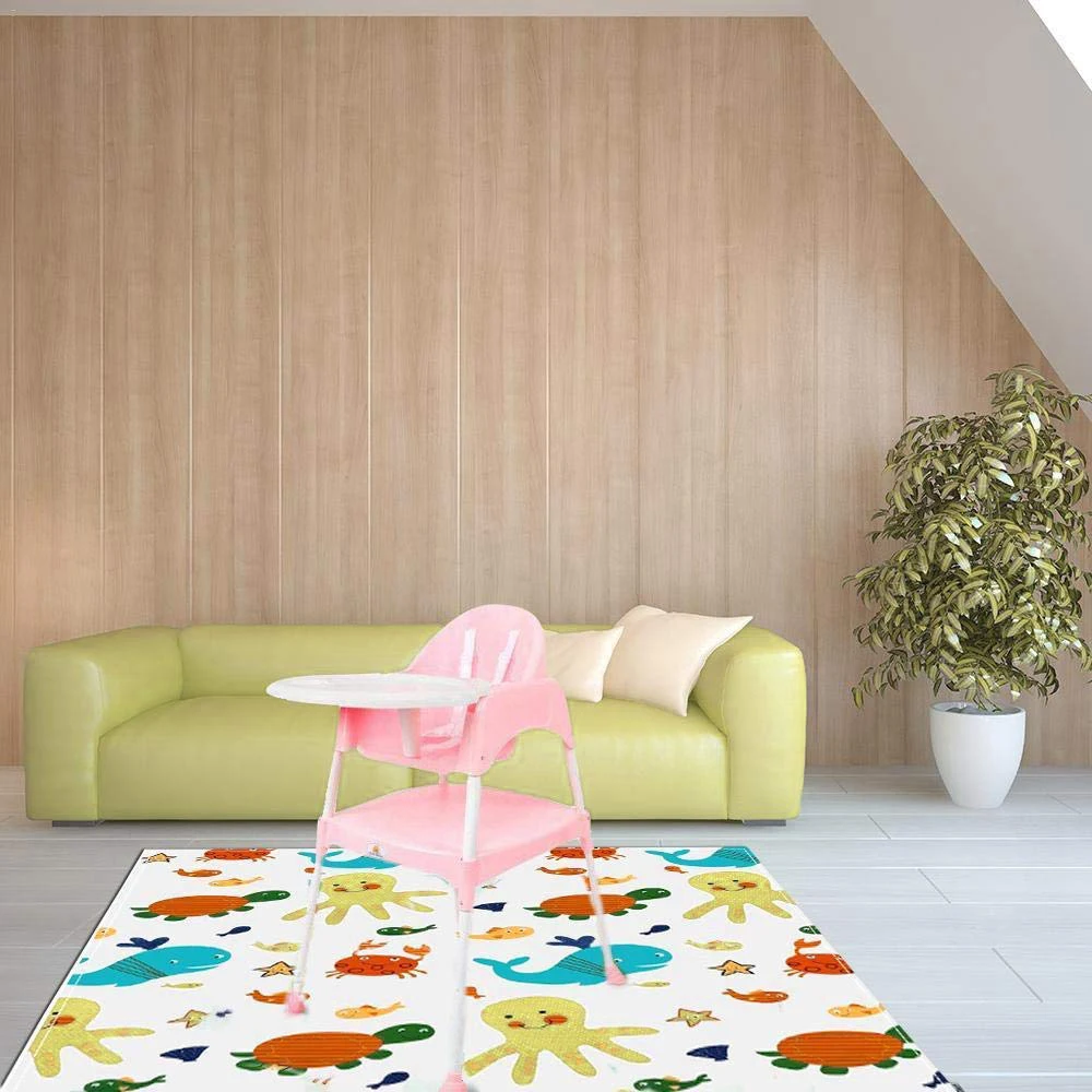 Blue Paint Splash Mat Large Highchair Splash Mat Baby Waterproof and Anti Slip Protective Floor Splash Mat