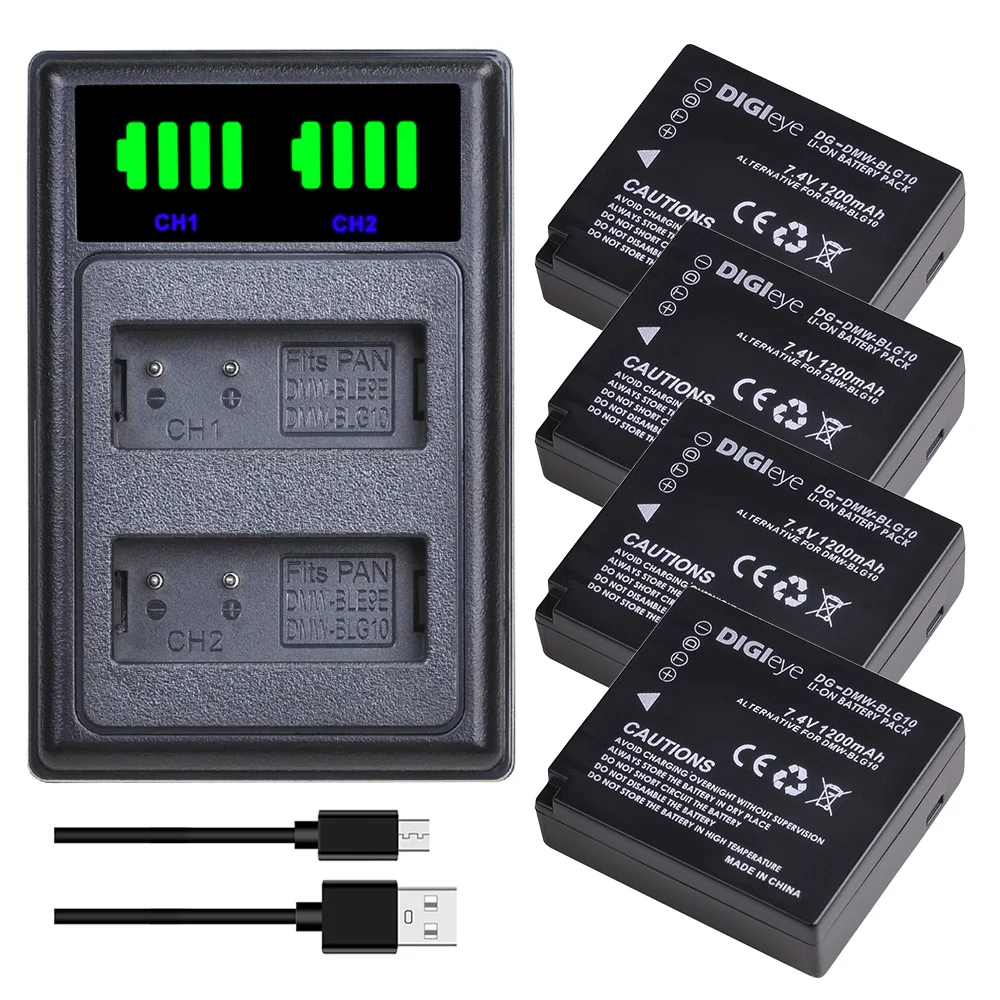 Batteries + LED Charger Set for DMW-BLG10 BLG10E BLG10PP and Panasonic LUMIX GF5 GF6 GX7 GX9 GX80 GX85 ZS200 LX100 Cameras batteries for blink camera Batteries