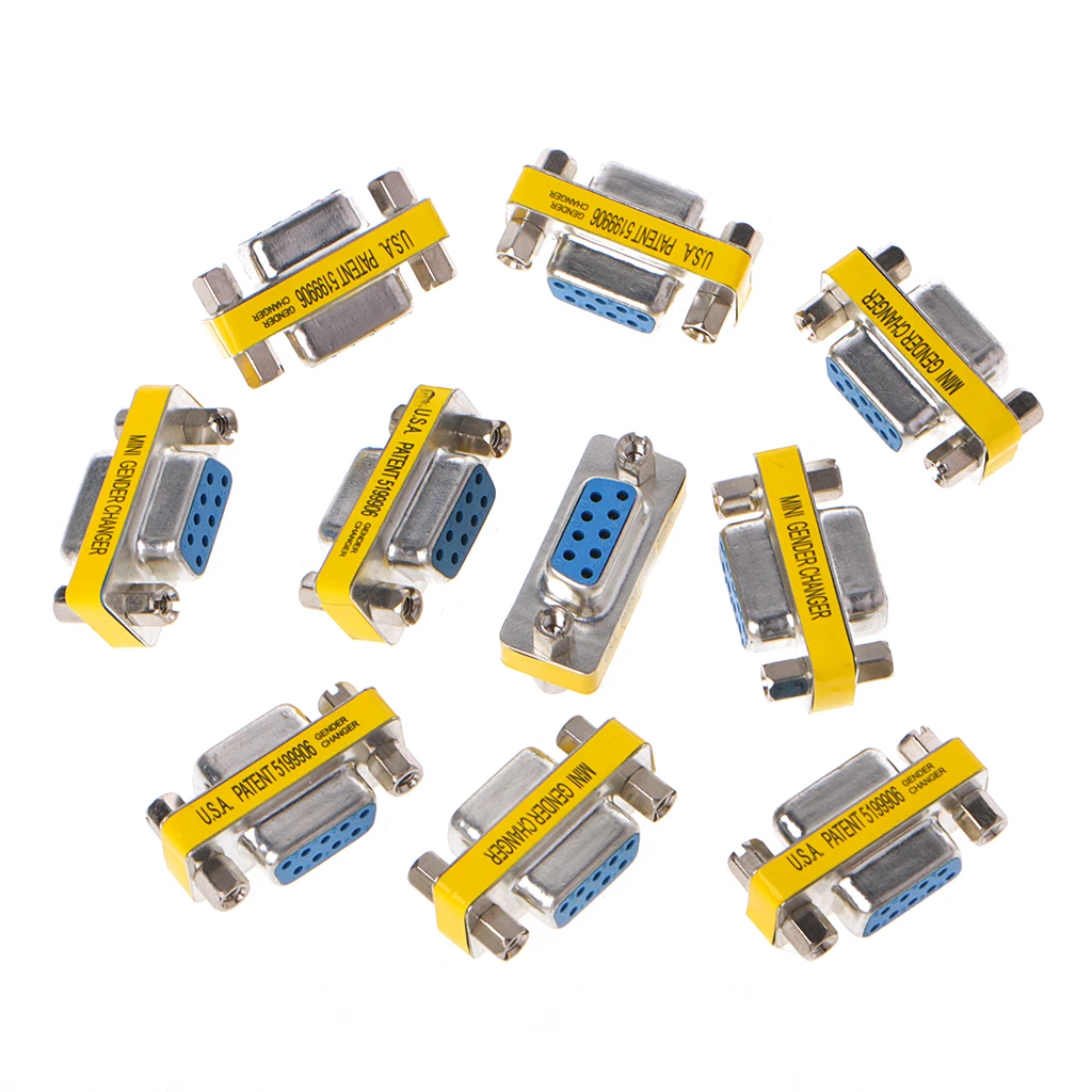 10 шт. RS232 последовательный DB9 на женский мини Пол смены AdapterConnector Прямая доставка Поддержка
