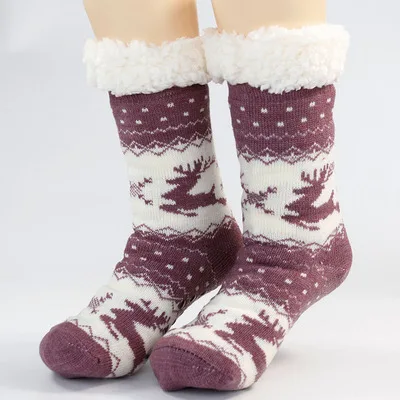 Толстые двойные Флисовые Тапочки рождественские носки теплые носки для зимы женские 27 цветов новое поступление - Цвет: 19