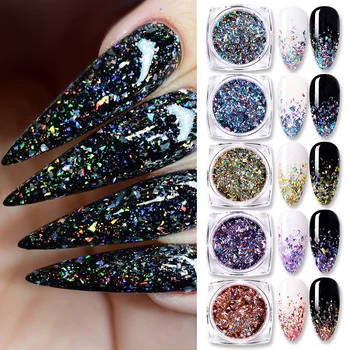 

BORN PRETTY Nail Glitter Flakes Sparkly 3D Colorful Sequins Nail Sliders Dust Manicuring Decorations 3D Flakes Art Accessories