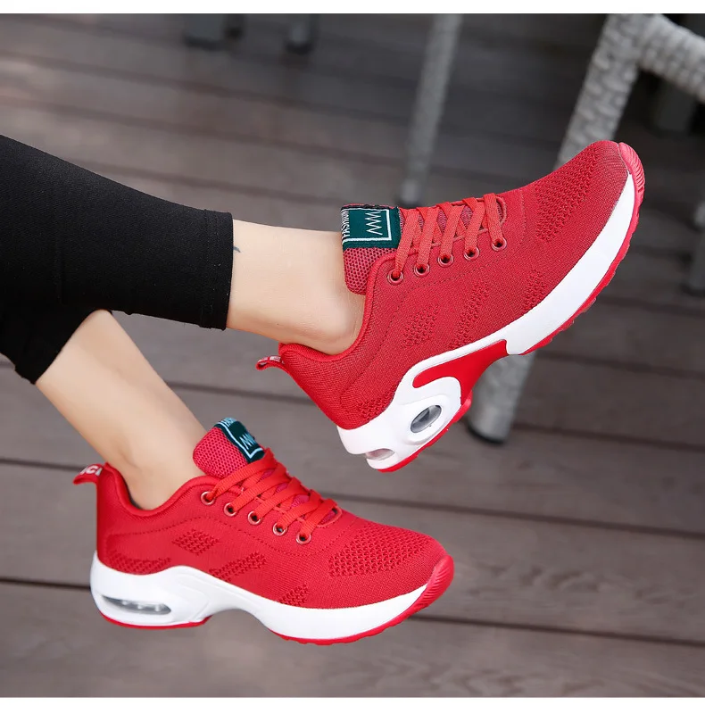 Модные женские легкие кроссовки, обувь для бега, уличная спортивная обувь, дышащая сетка, удобная обувь для бега, на воздушной подушке, на шнуровке
