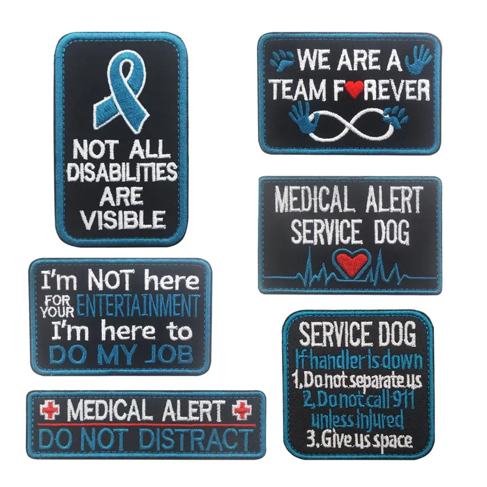 Service Dog Stop No Touch Talk Eye Contact Do Not Pet Working Ignore Me  Vest/Harnesses Morale Tactical Patch Embroidered Badge Fastener Hook & Loop