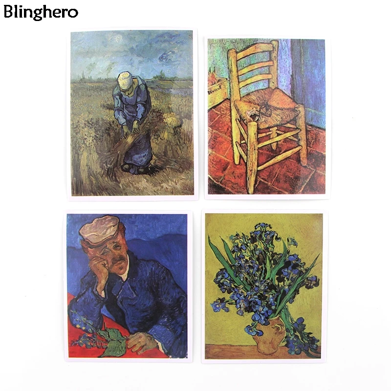 Blinghero Van Gogh Stickers 36Pcs/set Painting Stickers Stationery Stickers Laptop Luggage Stickers Decals For Colletion BH0303