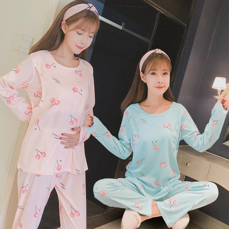 

Pregnant Women Confinement Clothing 627 # Japanese Korean Hoodie WOMEN'S Pajamas Spring And Autumn Maternal Feeding Lactation Ga