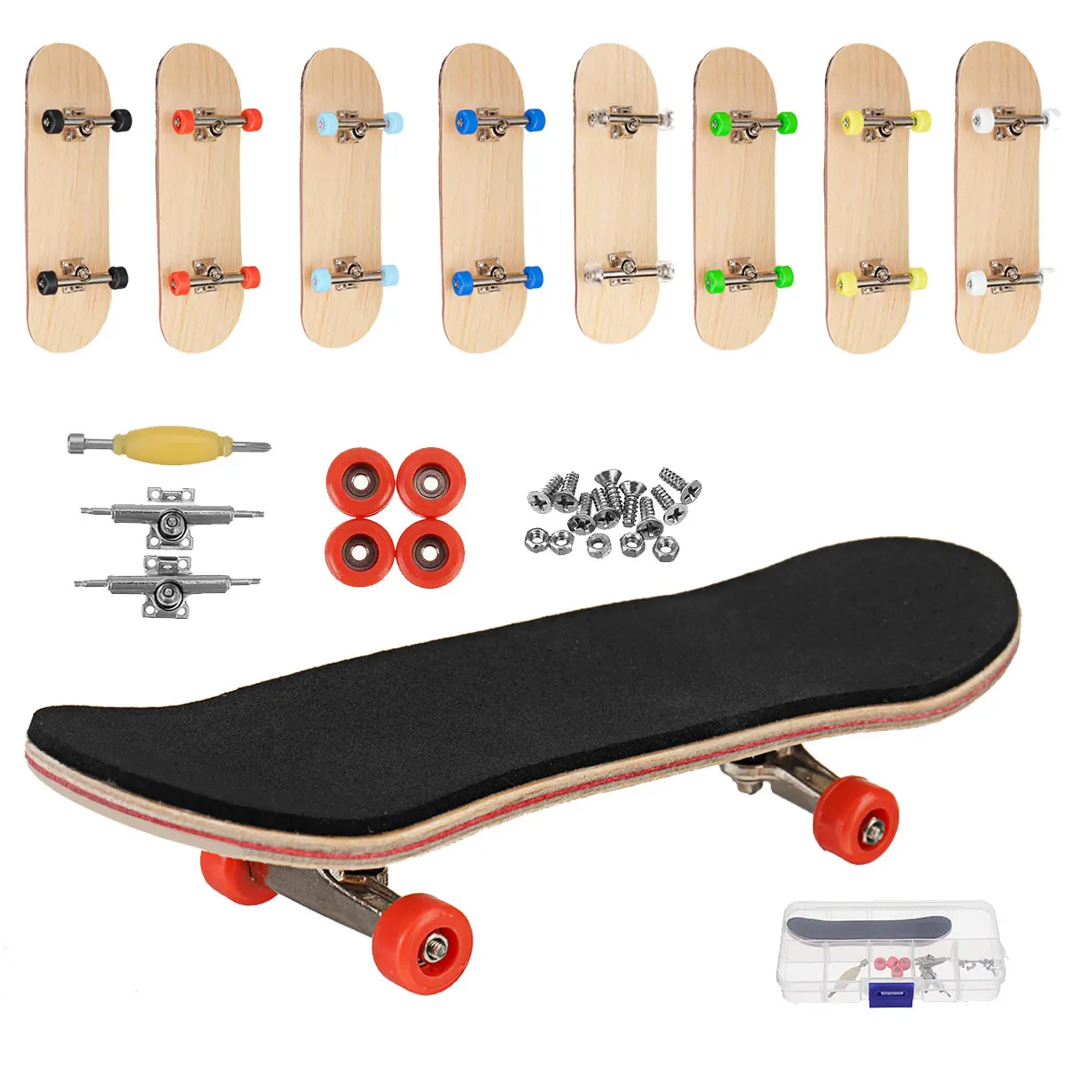 Mini DIY Complete Wooden Fingerboard Finger Desk Skate Board Wood Toy Gift Xmas 