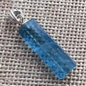 

Certificate Natural Blue Ice Aquamarine Pendant 23x8x6mm Clear Stone Women Barrel Jewelry Necklace Certificate AAAAA