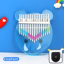 Kalimba Piano de pulgar transparente de 17 teclas, acrílico, cristal, Calimba, Animal bonito, regalo para niños con sintonizador, pegatina de martillo, funda
