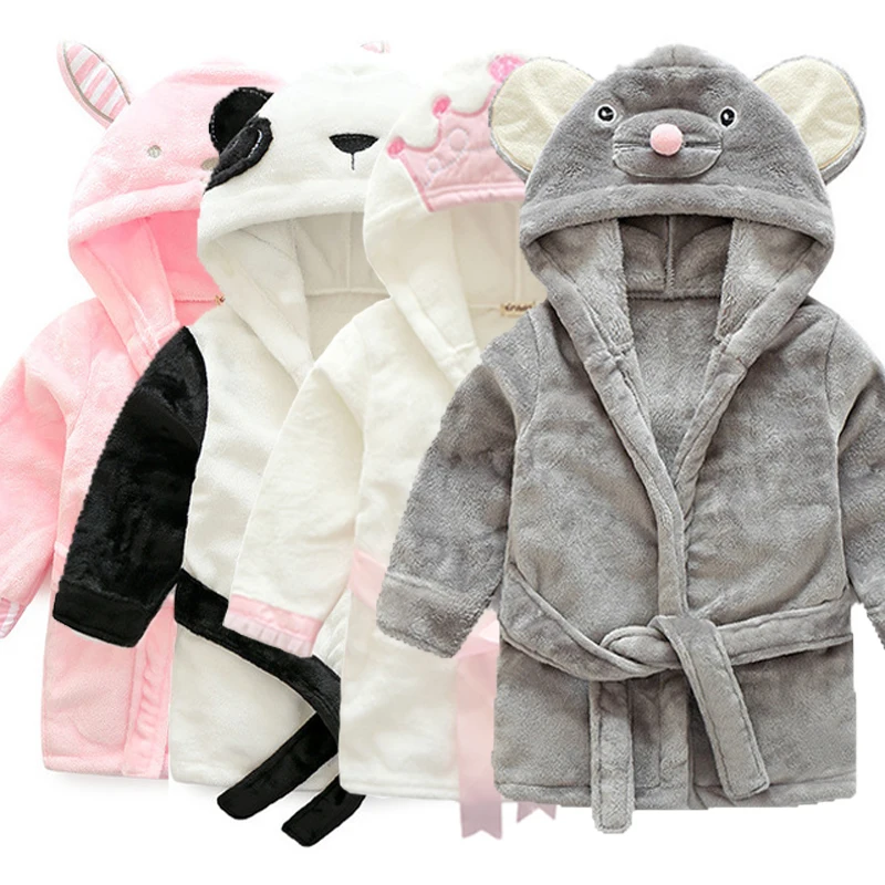 

Baby Hooded Bathrobe Cute AnimalDesign Flannel Ultra Soft Bath Towel for 2-6 Years old Toddler Kids Pajamas Sleepwear Bath Wrap