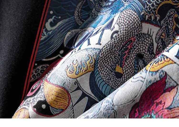 Мужская толстовка с капюшоном в стиле хип-хоп, китайская уличная толстовка с каменным львом, пуловер с капюшоном Harajuku, осенне-зимняя флисовая толстовка с капюшоном, хлопковый топ