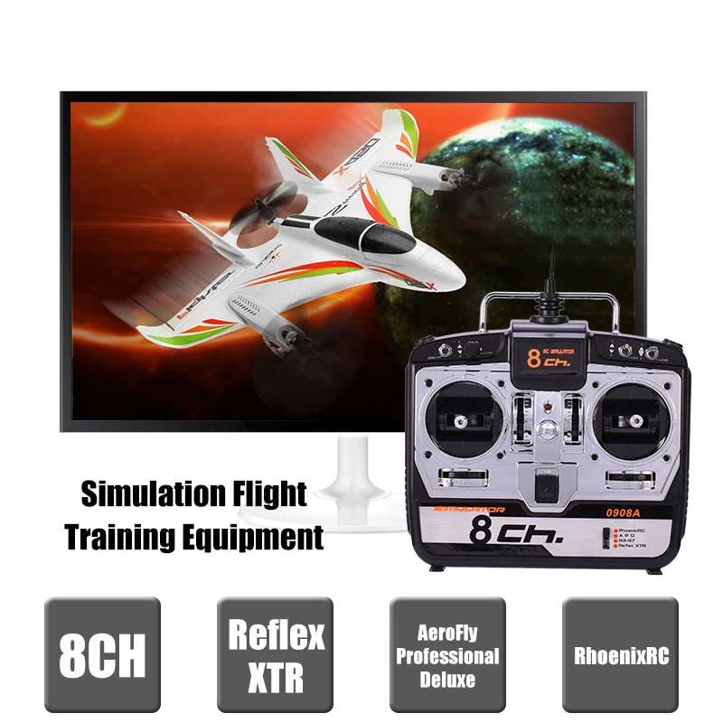 JTL-0904A 6CH/8CH RC симулятор полета поддержка Real RF7 G7 Phoenix 5,0 XTR пульт дистанционного управления Вертолет с фиксированным крылом Дрон(MODE2