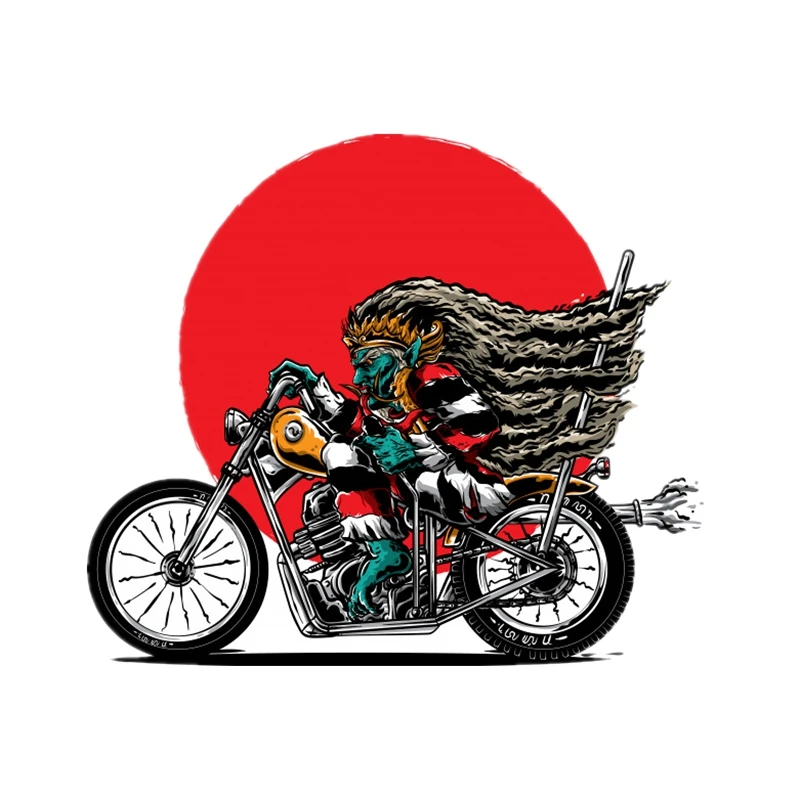 

KCS114 страшный Монстр ездит на мотоцикле Автомобильная наклейка из ПВХ цветные Переводные изображения Водонепроницаемый наклейка на кузов автомобиля Защита от солнца на заднее стекло