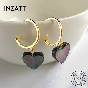 

INZATT Real 925 Sterling Silver MInimalist Heart Hoop Earrings For Fashion Women Party Cute Fine Jewelry 2019 Accessories Gift