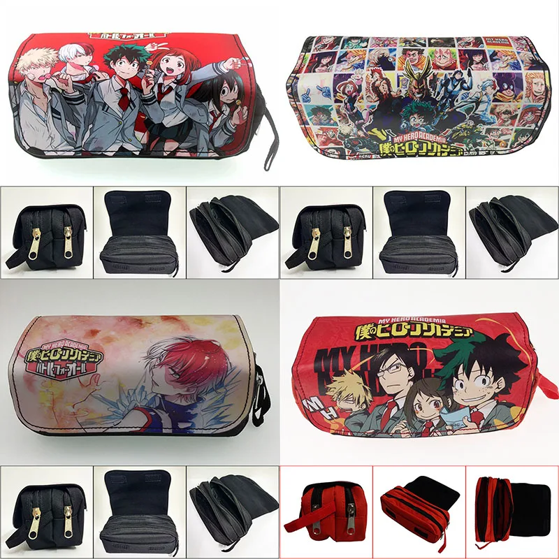 Bolsa de lápices de Anime My Hero Academia, estuche de cuero para cosméticos, maquillaje, cola de hadas, soporte de papelería de dibujos animados, estuches de lápices para estudiantes