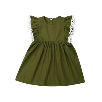 

Summer Toddler Kids Baby Girls Dress 1-6Y Princess Ruffle Lace Sleeve Green Casual Dress New Dress