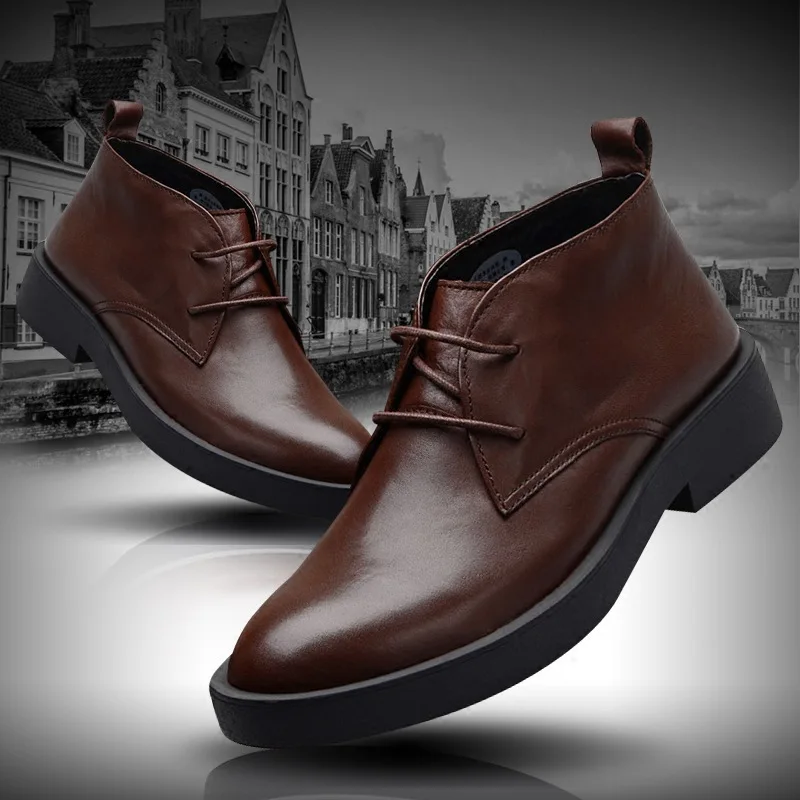 

Autumn And Winter plus Velvet Warm Cowhide Martin Boots Men's Boot Leather Boot Full-grain Leather Hight-top MEN'S Shoes Boots