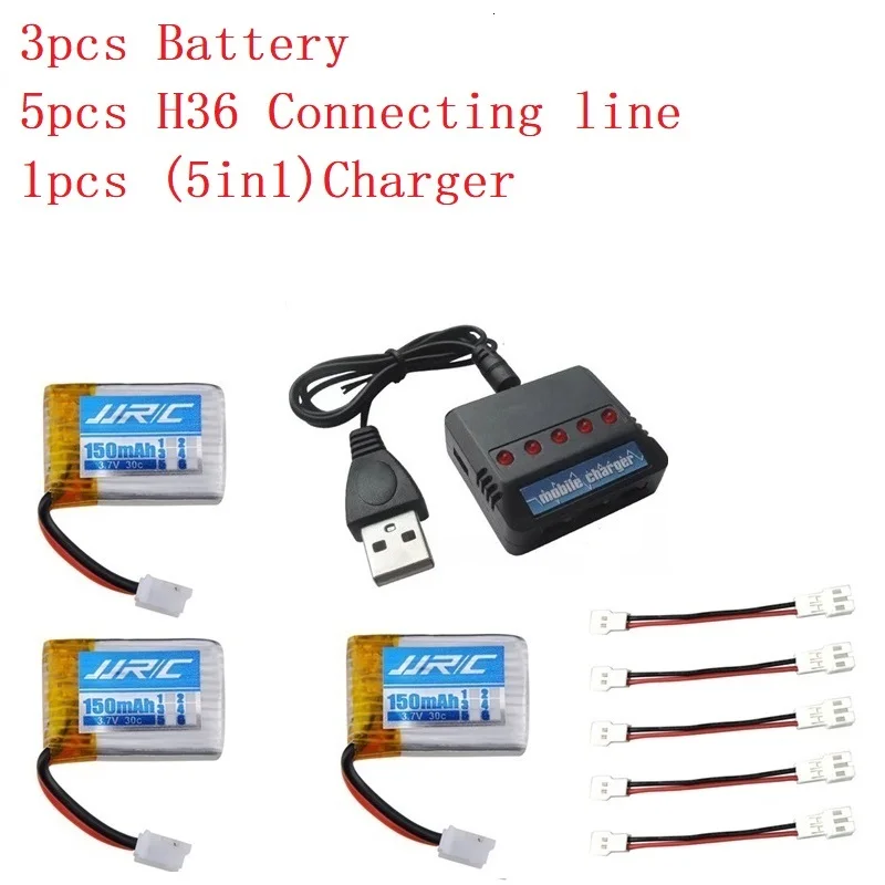 Фиолетовый JJRC H36(6 в 1) USB зарядное устройство наборы 3,7 V 150mAh 30c для E010 E011 E012 E013 F36 H36 дроны RC Квадрокоптер части 3,7 v Lipo батарея - Цвет: Фиолетовый